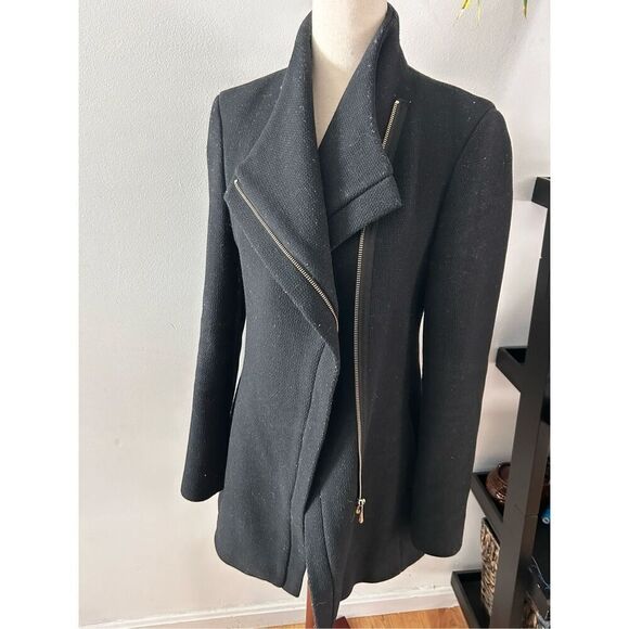 Calvin Klein size 2 black pea coat military style - Picture 1 of 4